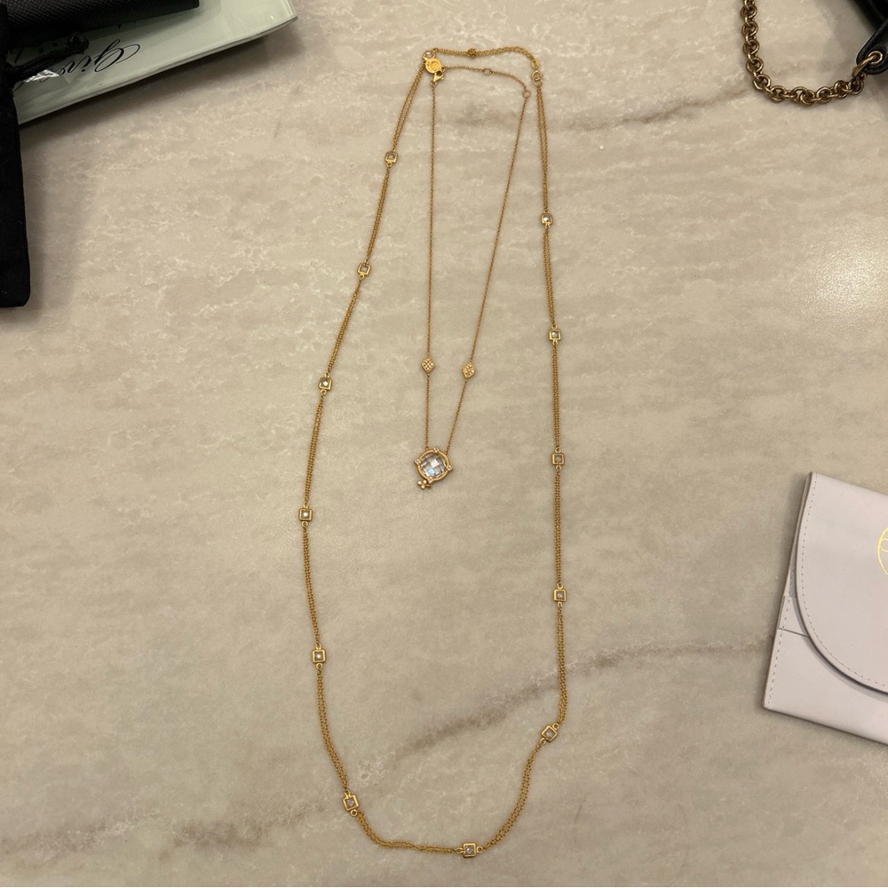 Frieda Rothman 34” Gold/Sterling & Crystal Necklace w/Gift Bag FREE SHIPPING